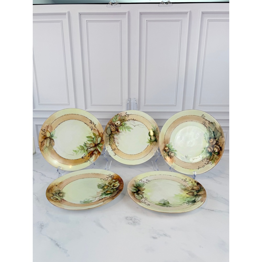 VTG‎ Favorite Bavaria Porcelain Hand Painted Cream Fruits Nuts 8 1/4" Plates